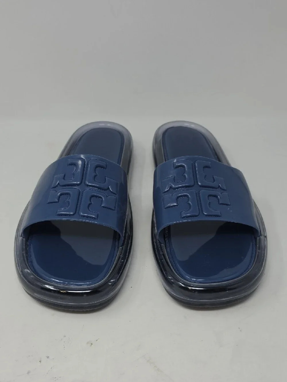 Tory Burch Bubble Jelly Slides Navy  Cushion Waterproof Women's Size 12